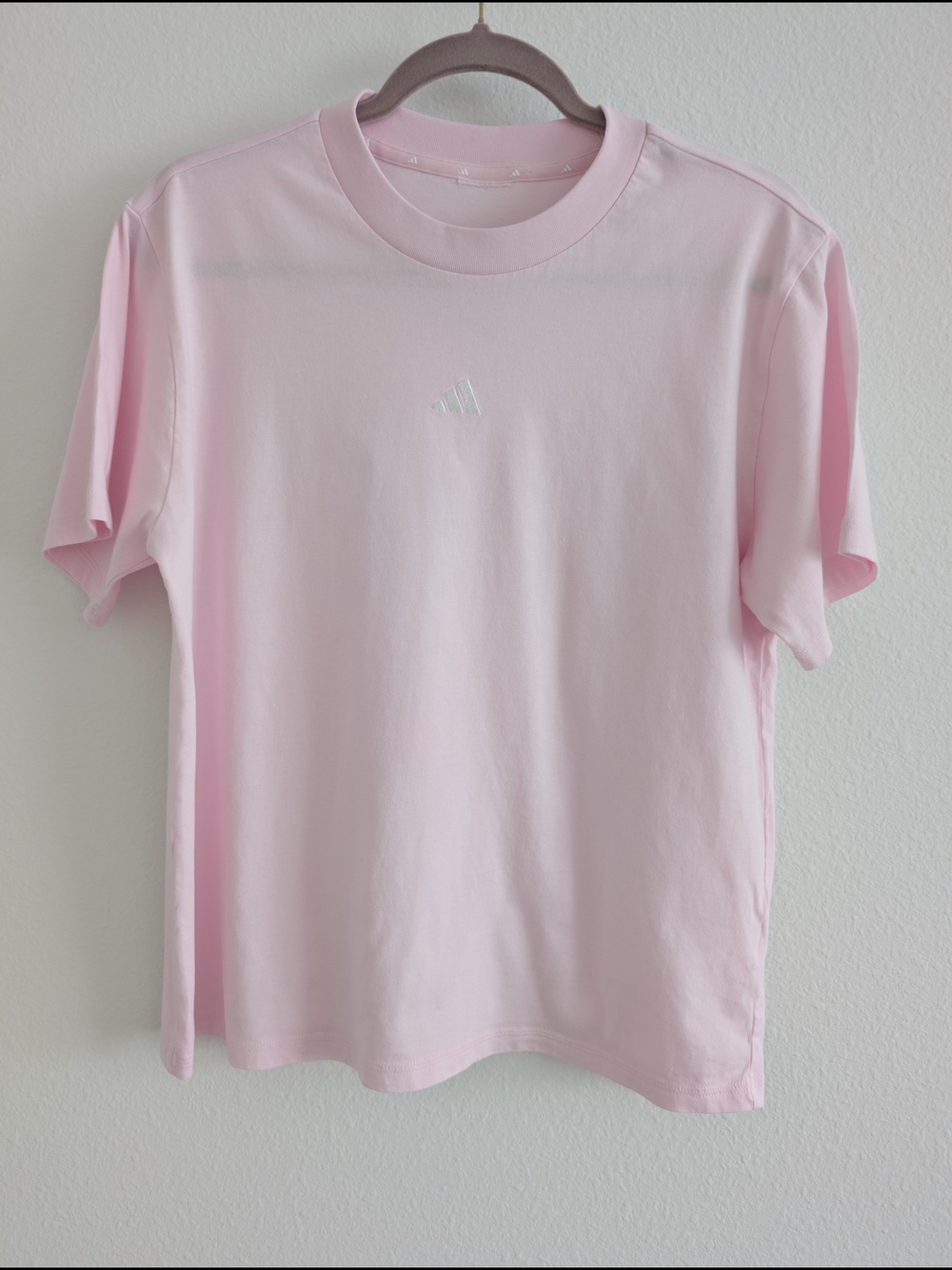 Adidas Pastel Pink Tee with Small Logo Medium